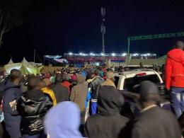 A multitude of people making their way to Kericho green stadium.